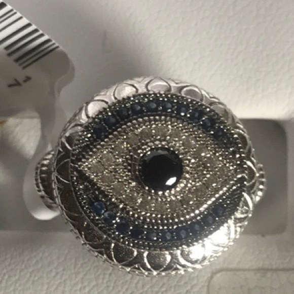 Evil Eye Ring-Sterling Silver cubic zirconia/blue stone w/ accents-NWT BOXED - Picture 6 of 12